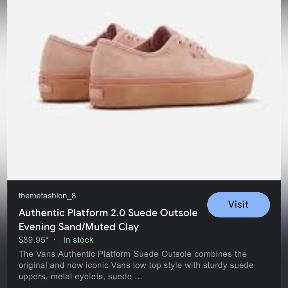 Vans authentic platform 2.0 suede outsole evening sand/muted clay skate shoe EUC - Picture 9 of 11